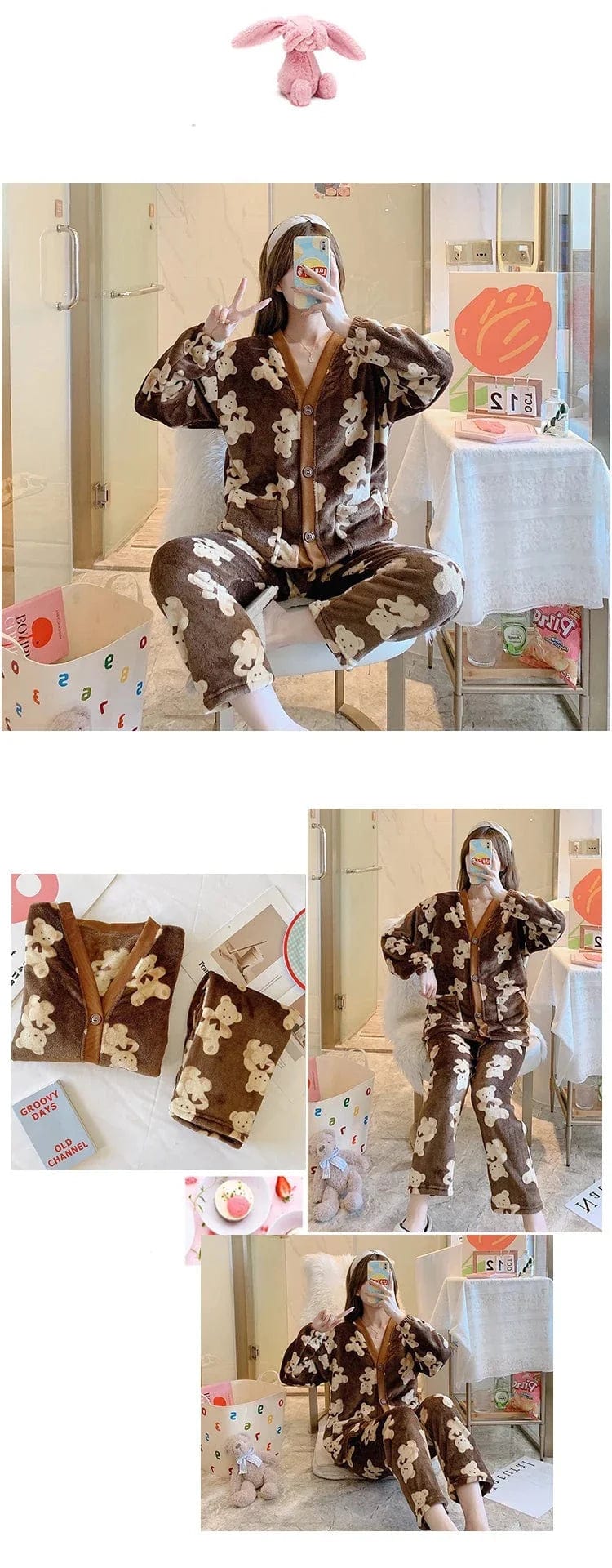 Pyjama Kawaii Japonais Marron / M