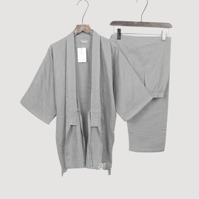 Pyjama Kimono Japonais Homme Gris / L