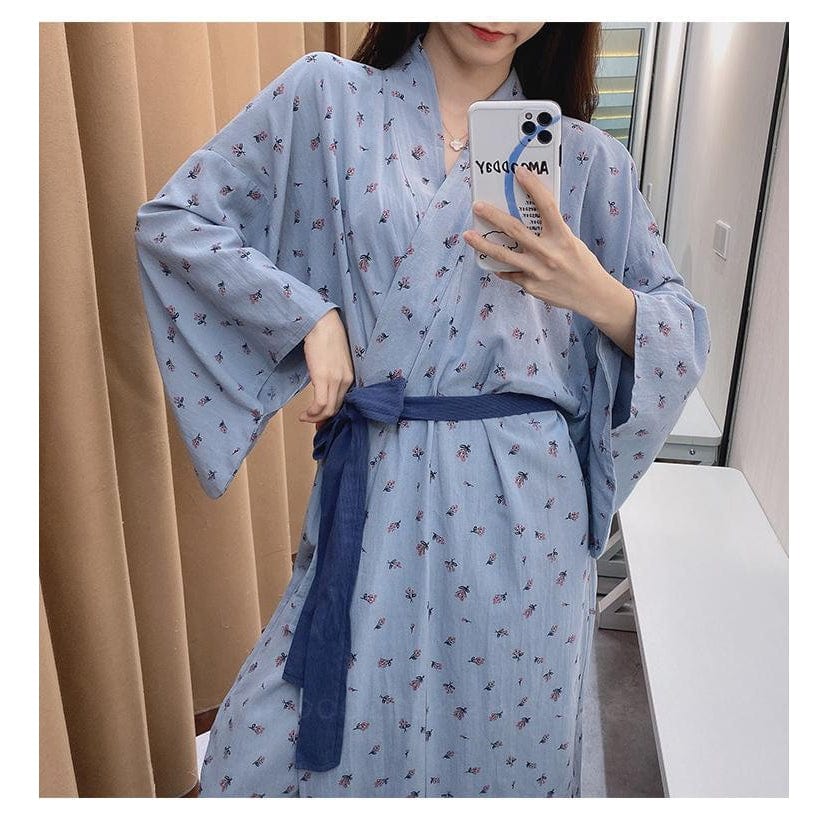 Robe de Chambre Kimono Bleu