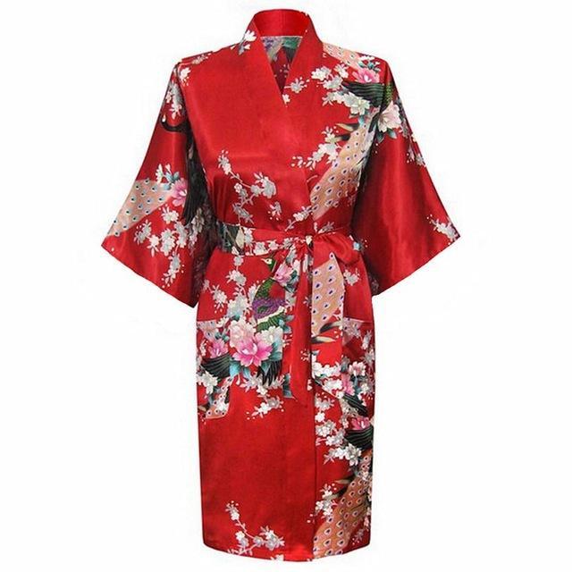 Robe Kimono Imprimé Sakura Rouge Rouge / S