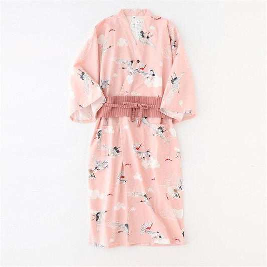 Robe Kimono Rose Soyeuse Rose / 2XL