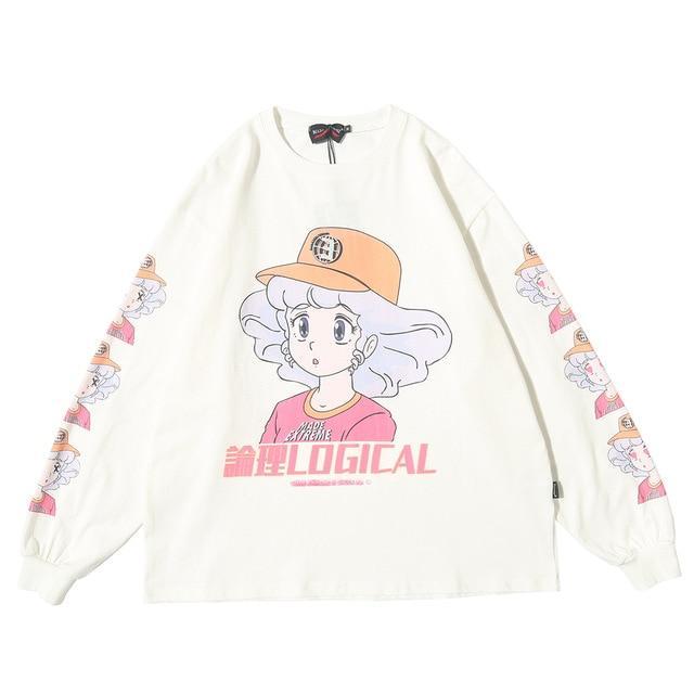 Sweat Japonais Anime Girl Blanc / XL