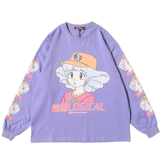 Sweat Japonais Anime Girl Violet / XXL