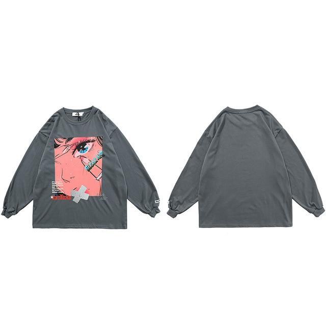 Sweat Japonais Cherry Anime Gris / Oversize L