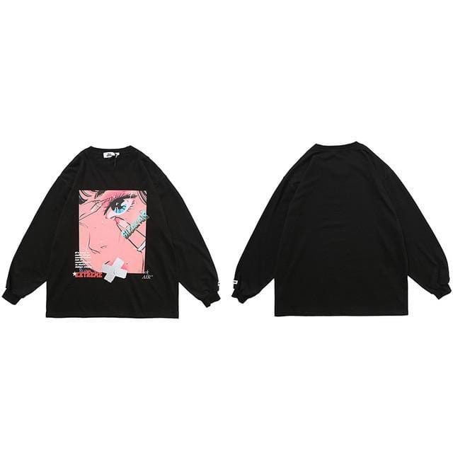 Sweat Japonais Cherry Anime Noir / Oversize L