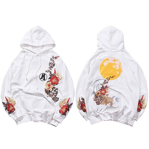 Sweat Japonais Fleur Blanc / M