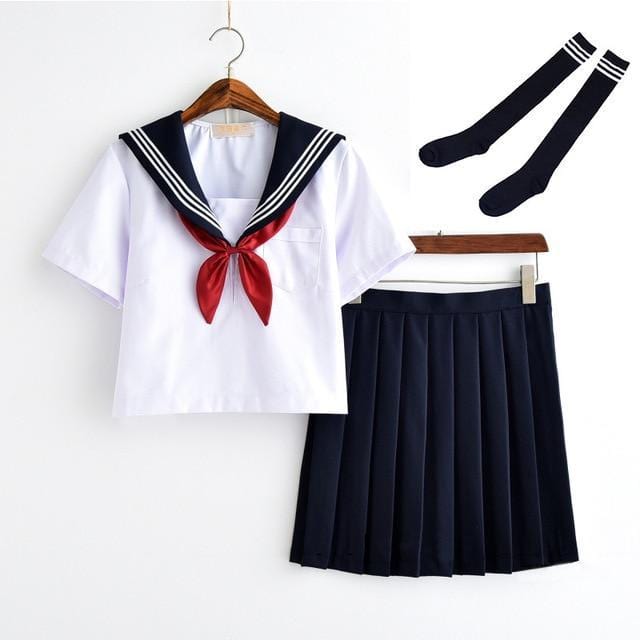 Uniforme Japonais Été Blanc/Bleu Court / S