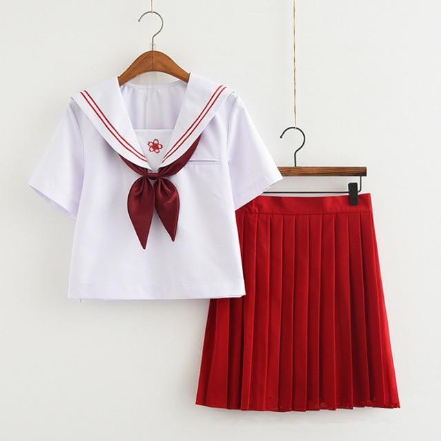 Uniforme Japonais Fille - Rouge Rouge / XXL