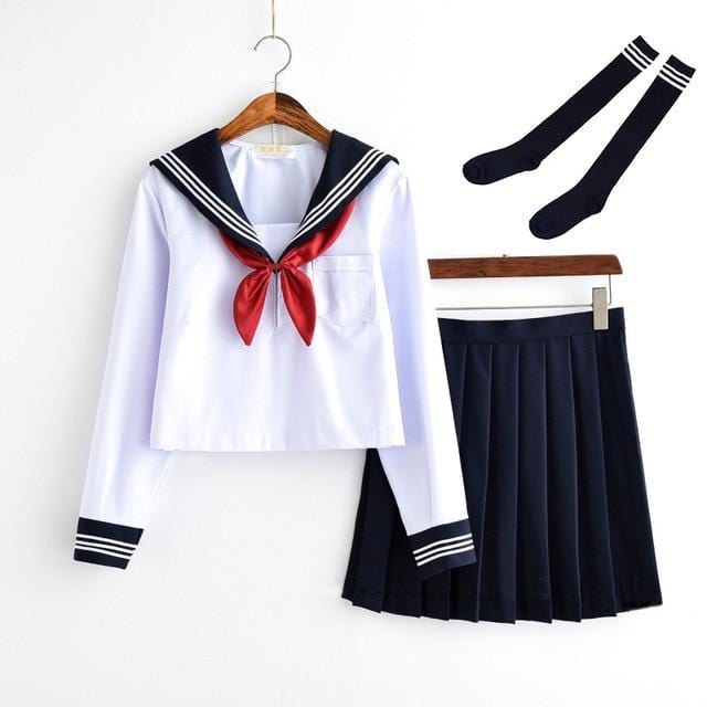 Uniforme Japonais Hiver Blanc/Bleu Long / S