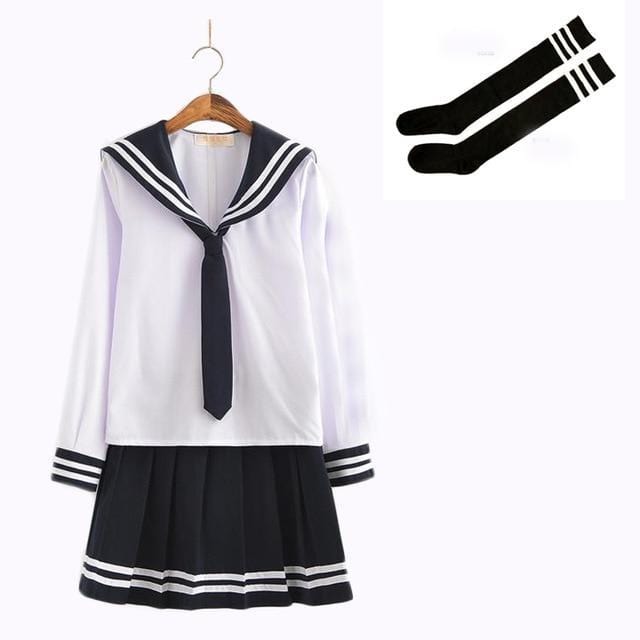 Uniforme Scolaire Japonais - Blanc Long Blanc Long / S