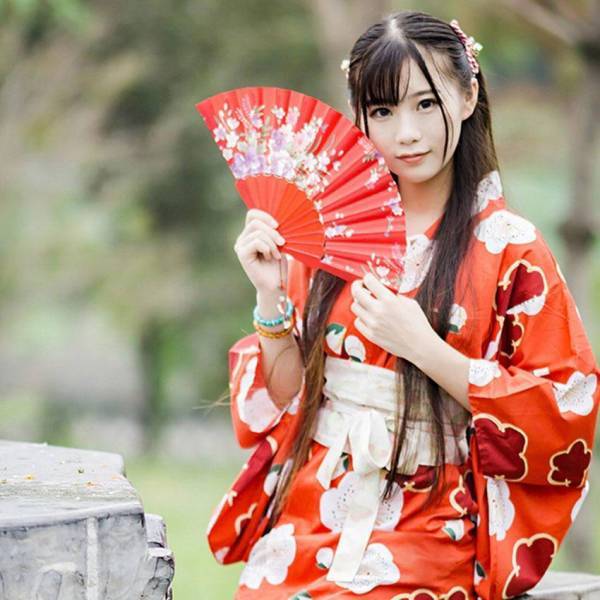 Yukata Femme Floral Rouge Rouge / one size Long 125cm Buste 114cm Epaule 58 cm