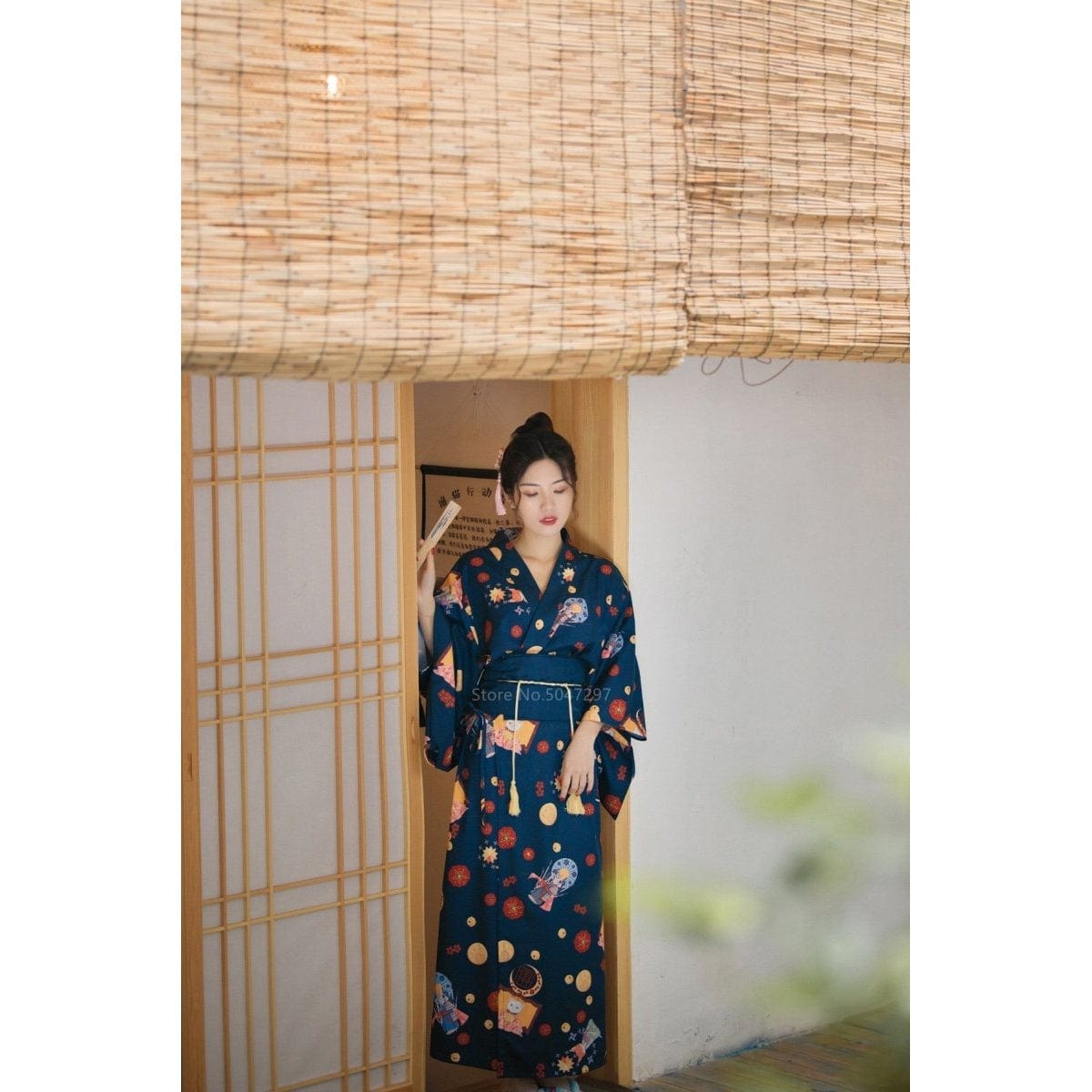 Yukata Femme Imprimé Bleu Marine