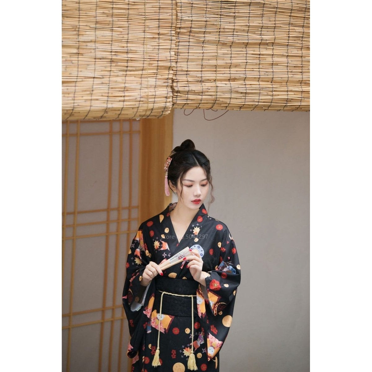 Yukata Femme Imprimé Noir