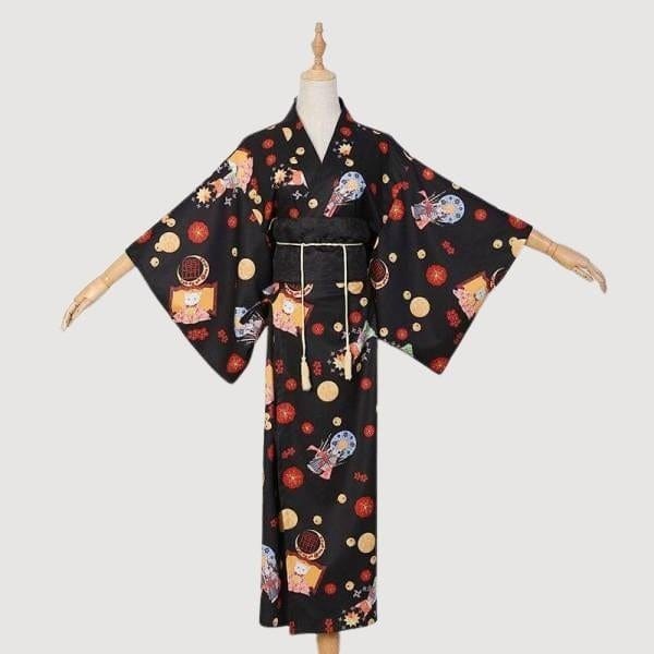 Yukata Femme Imprimé Noir