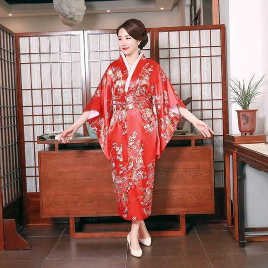 Yukata Femme Imprimé Rouge