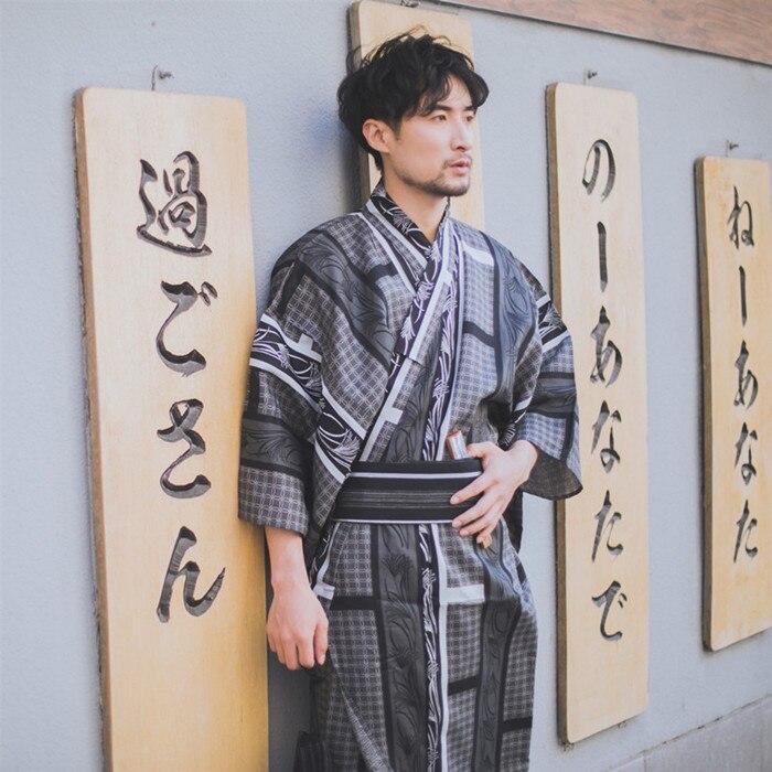 Yukata Homme à Carreaux Noir et Blanc