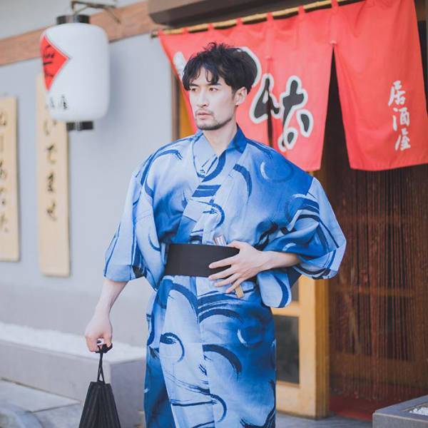 Yukata Homme Bleu