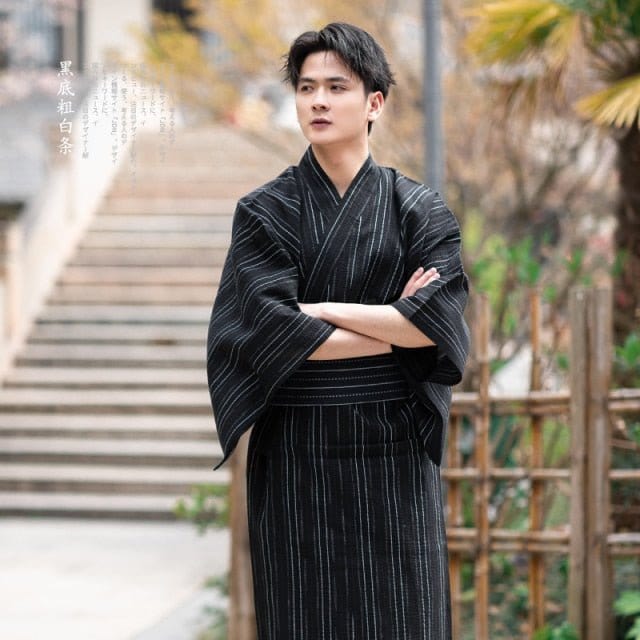 Yukata Homme Rayé Noir / M