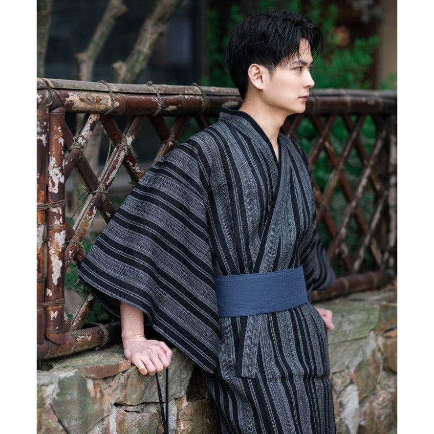 Yukata Homme Traditionnel Gris