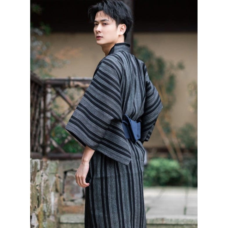 Yukata Homme Traditionnel Gris