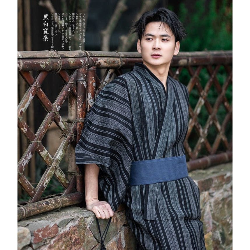 Yukata Homme Traditionnel Gris