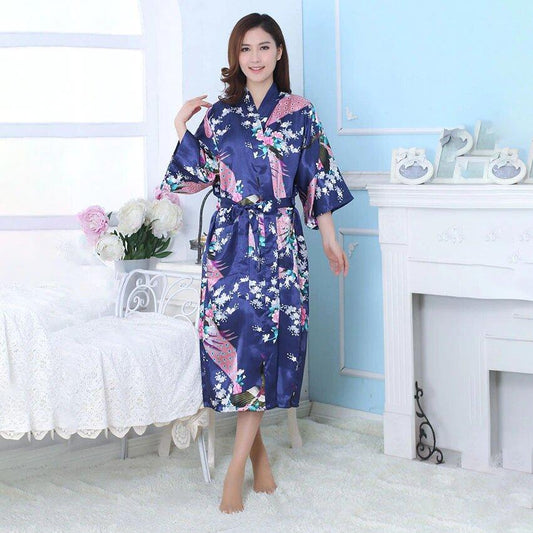 Yukata Japonais Femme Pas Cher Bleu Marine / S