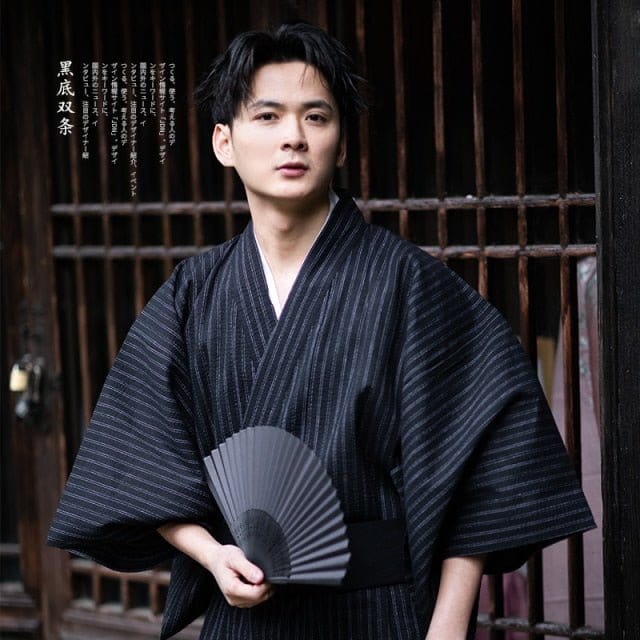 Yukata Traditionnel Homme Noir / M